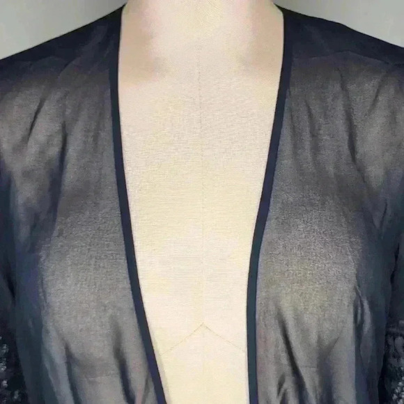 La Senza Long Black Maxi Lace Robe Sleep Size Small Medium - Picture 7 of 12